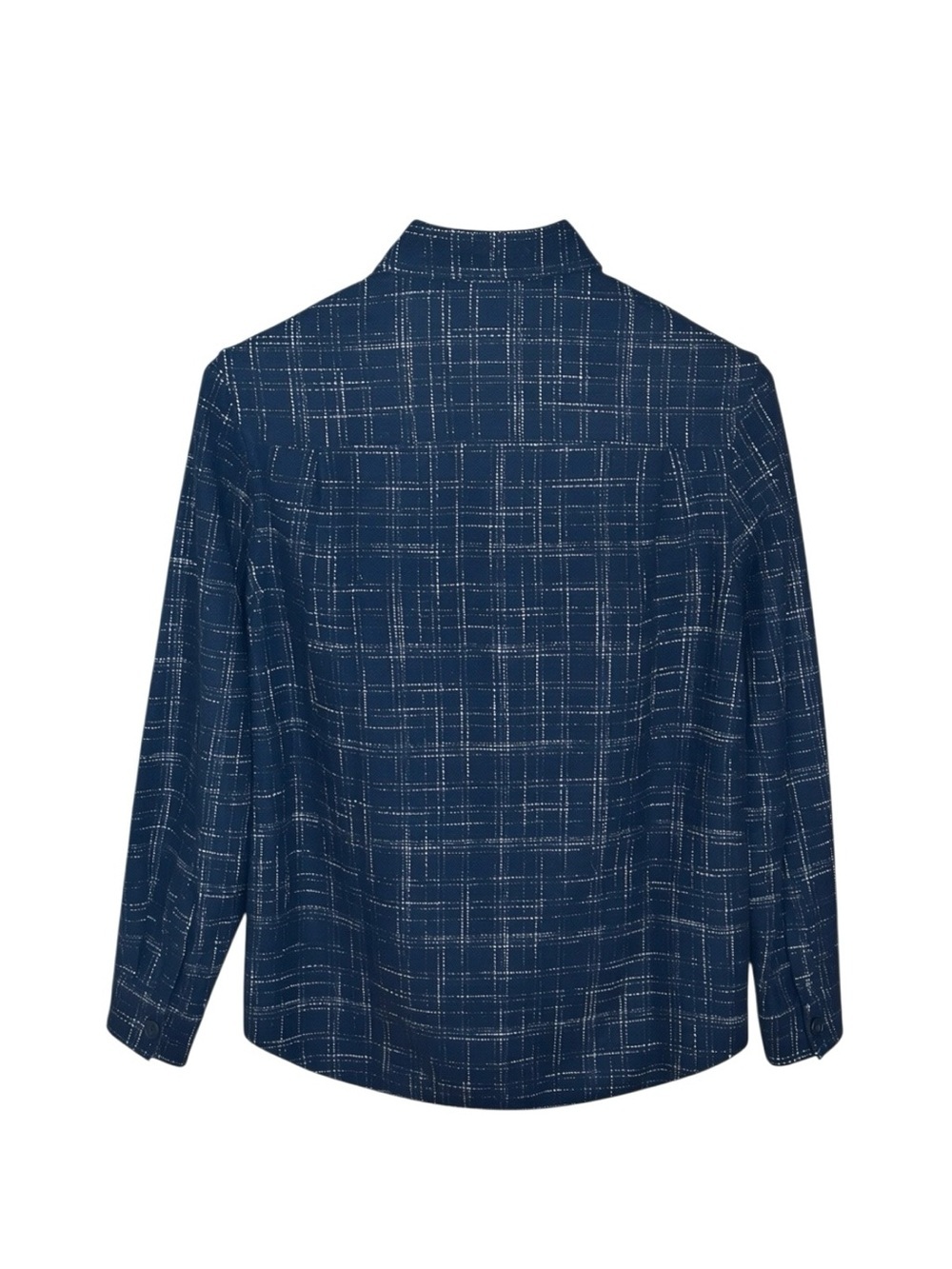 COS Navy Blue Wool Blend Grid Overshirt Jacket Relaxed Fit Size TP US XS S - Picture 2 of 11